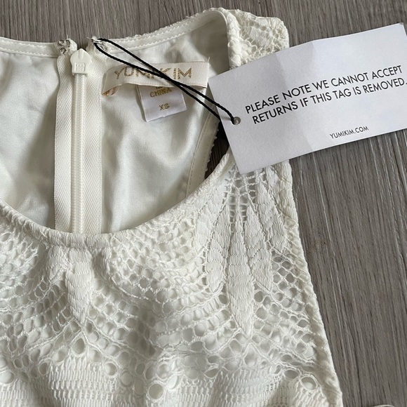 NWT Yumi Kim White Ruffle Lace Bridal High Neck Belted Sleeveless Midi Dress XS - Picture 4 of 10